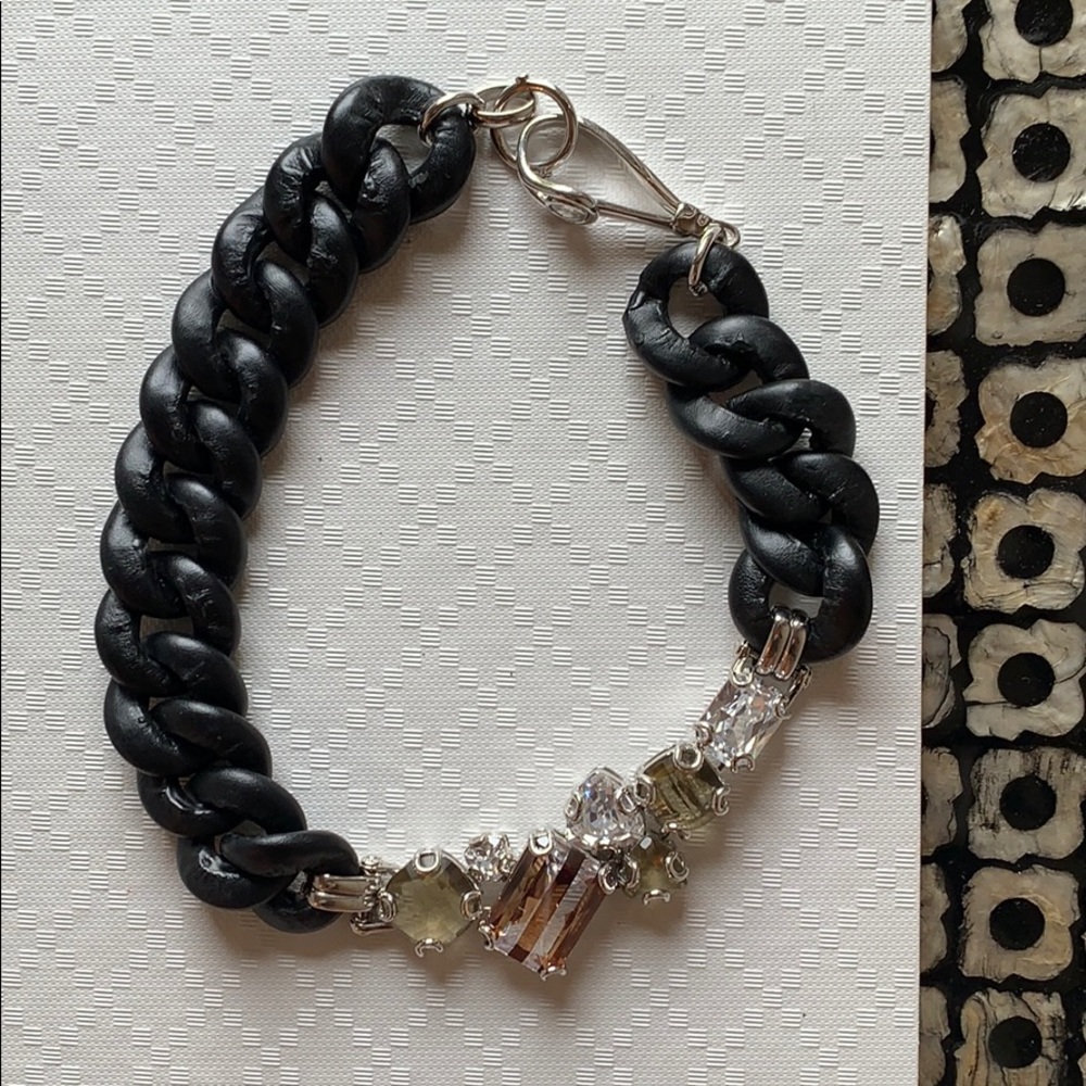Henri Bendel // Black Chain Necklace with Crystals